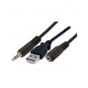 CONEXION JACK 3.5 HEMBRA A USB "A" M+JACK 3.5 M 0.1m